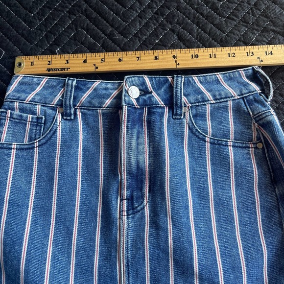 Pacsun Jean Skirt Womens Size 24 Blue Mini Striped - Picture 7 of 8